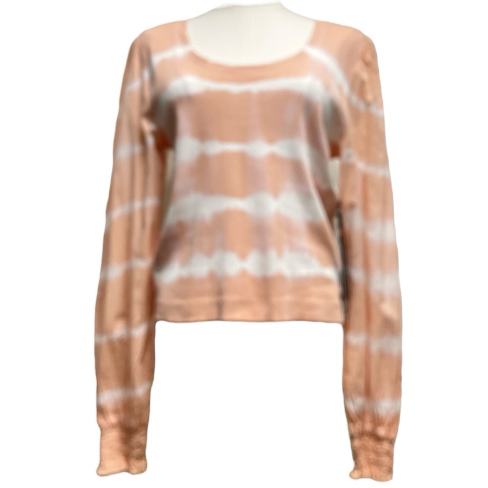 DKNY Jeans Women's Long-Sleeve Tie-Dye Ribbed Top Sz L Honey pink